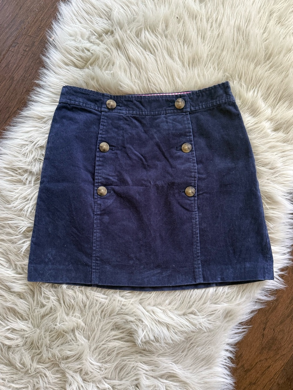Vineyard Vines Navy Double-Button Corduroy Mini Skirt